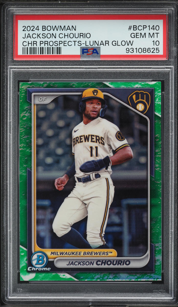 2024 Bowman Chrome Lunar Glow Refractor Jackson Chourio ROOKIE #BCP-140 PSA 10