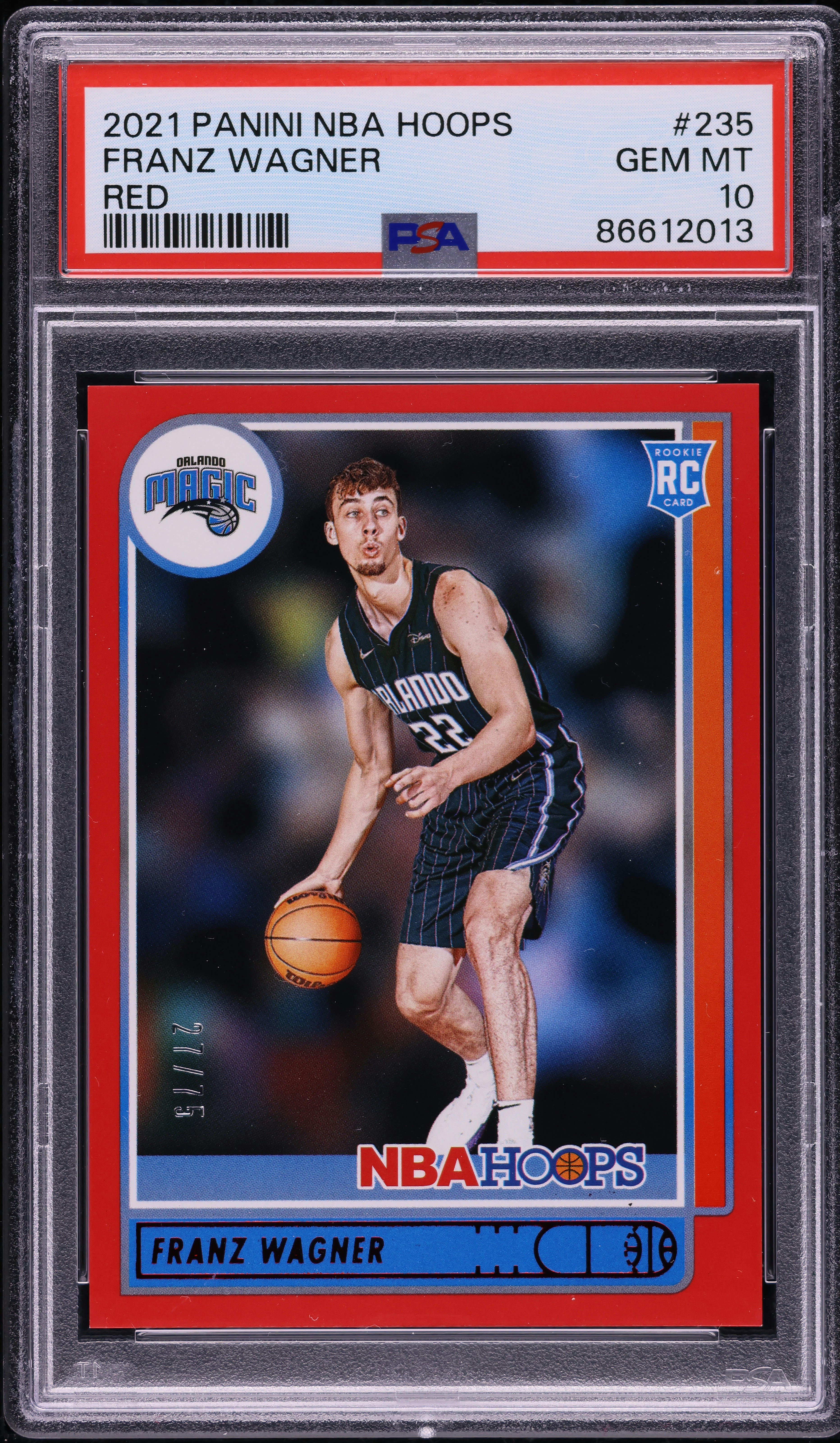 2021 Hoops Red Franz Wagner ROOKIE /75 #235 PSA 10 GEM MINT on