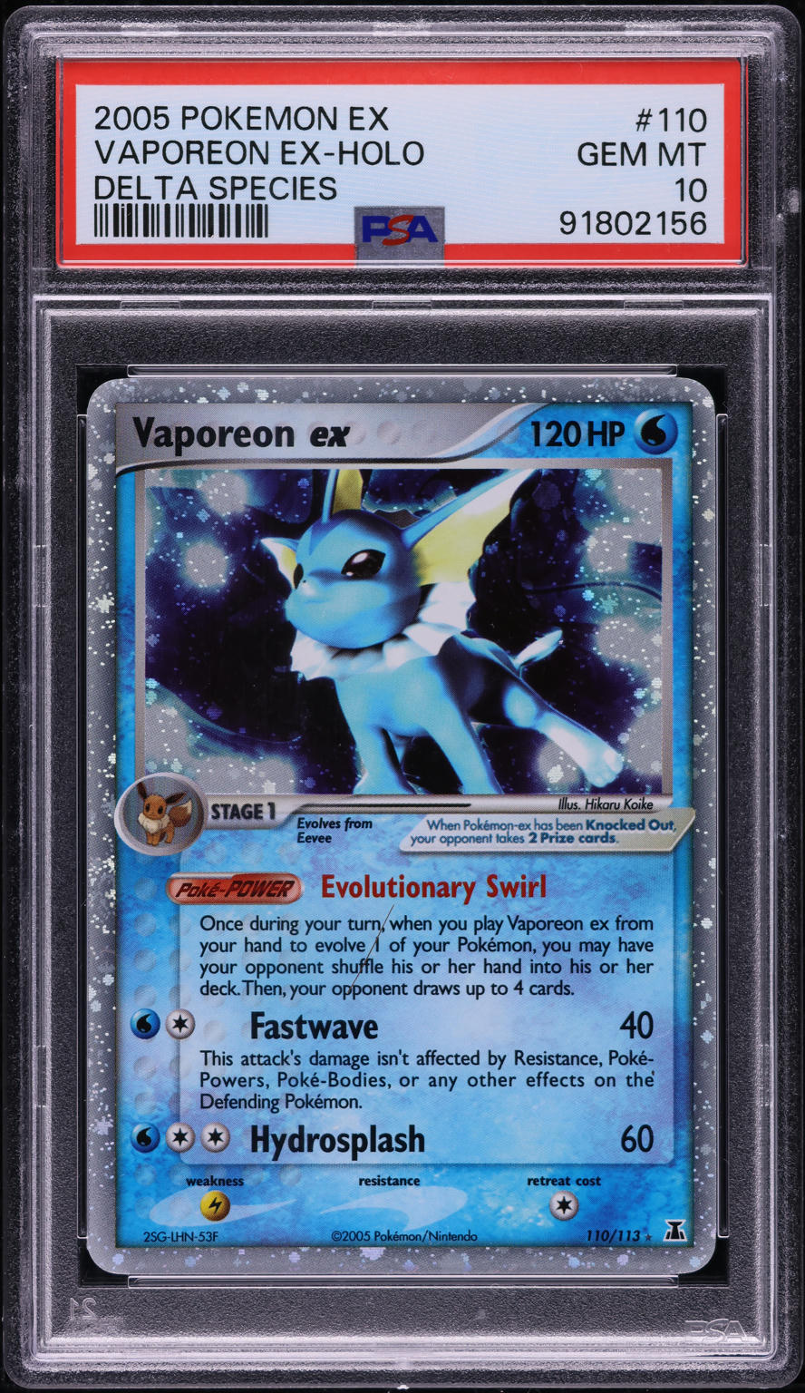 2005 Pokemon EX Delta Species Holo Vaporeon ex #110 PSA 10 GEM MINT