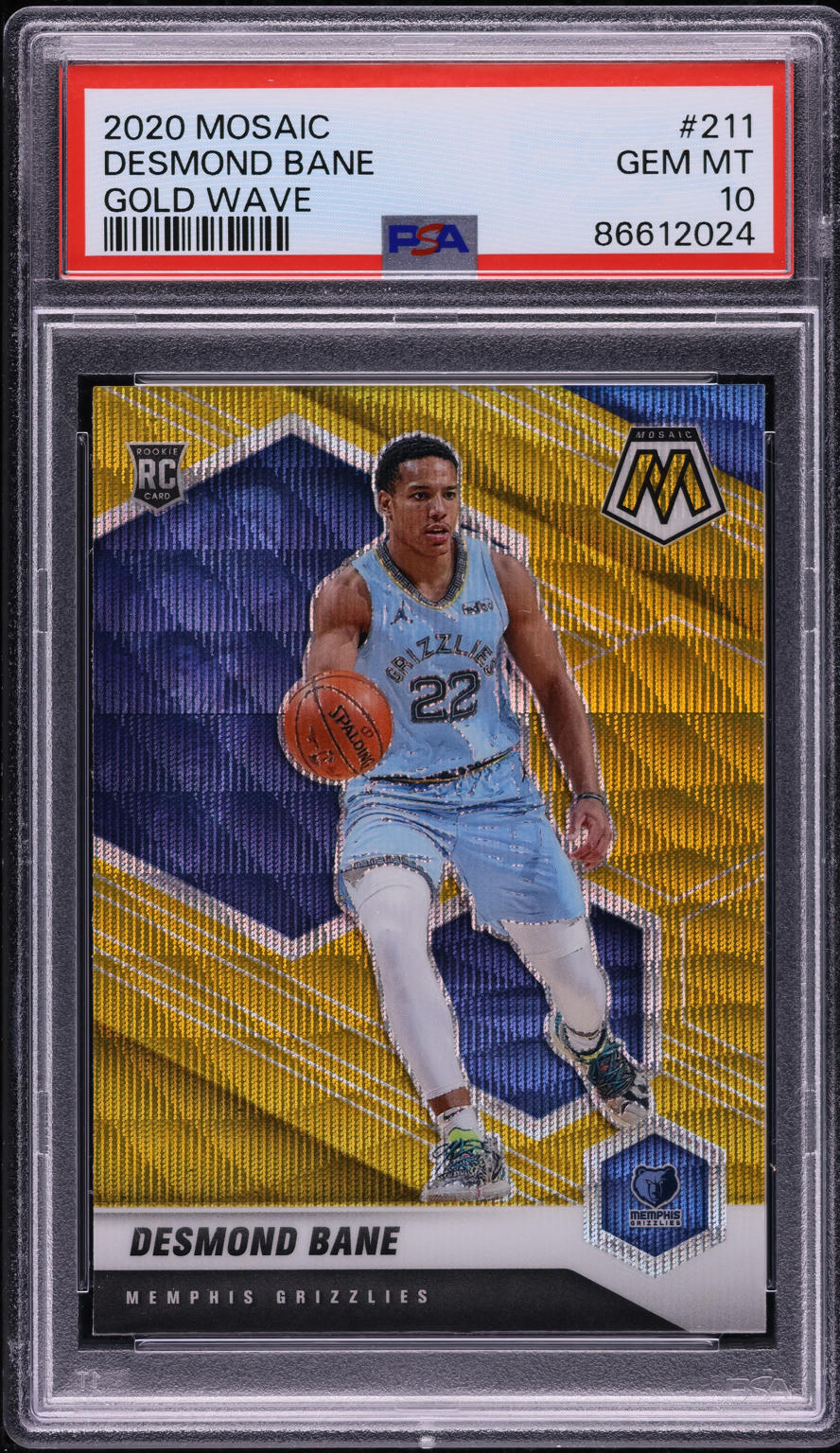 2020 Panini Mosaic Gold Wave Desmond Bane ROOKIE #211 PSA 10 GEM MINT