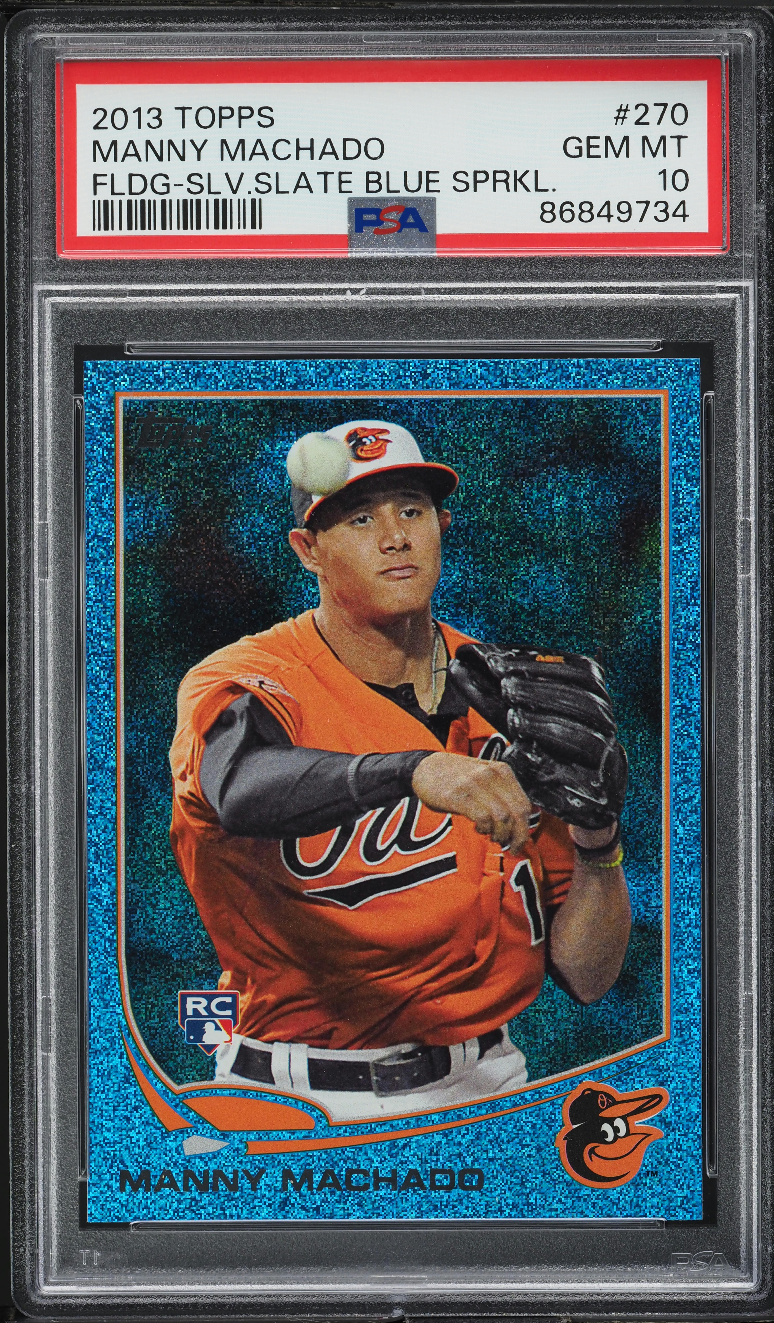2013 Topps Silver Slate Blue Sparkle Manny Machado ROOKIE #270 PSA