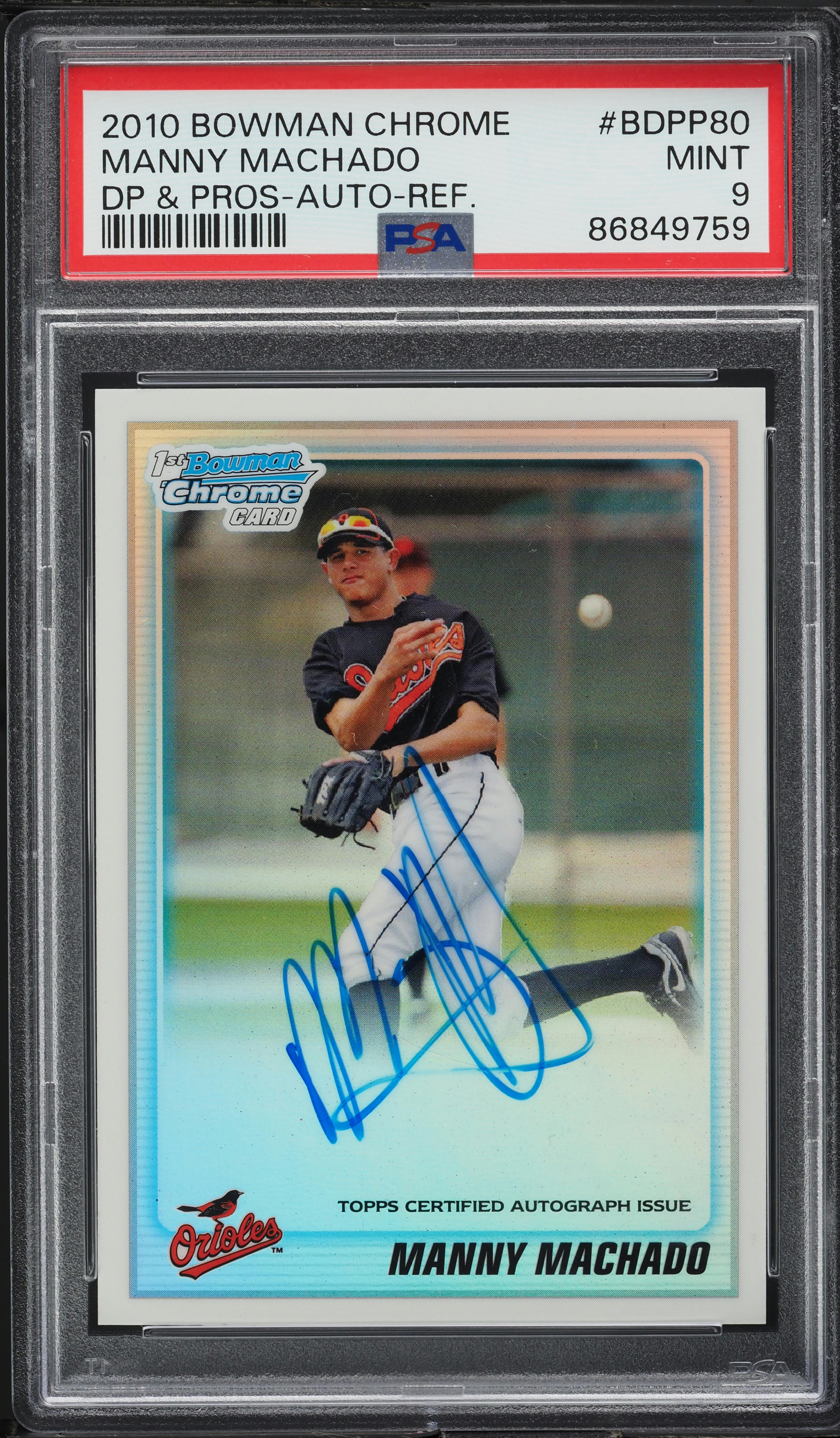 2010 Bowman Chrome Draft Refractor Manny Machado ROOKIE AUTO /500