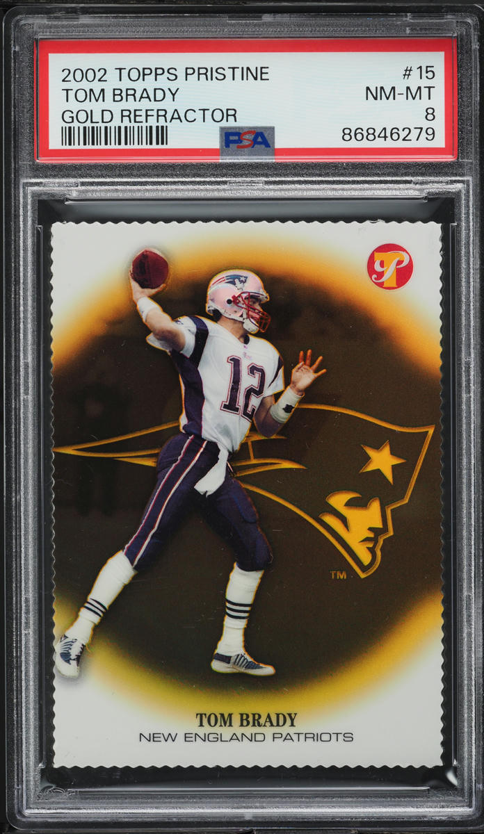 2002 Topps Pristine Gold Refractor Tom Brady /79 #15 PSA 8 NM-MT