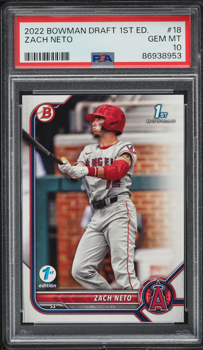 2022 Bowman Draft 1st Edition Zach Neto ROOKIE #BD-18 PSA 10 GEM MINT
