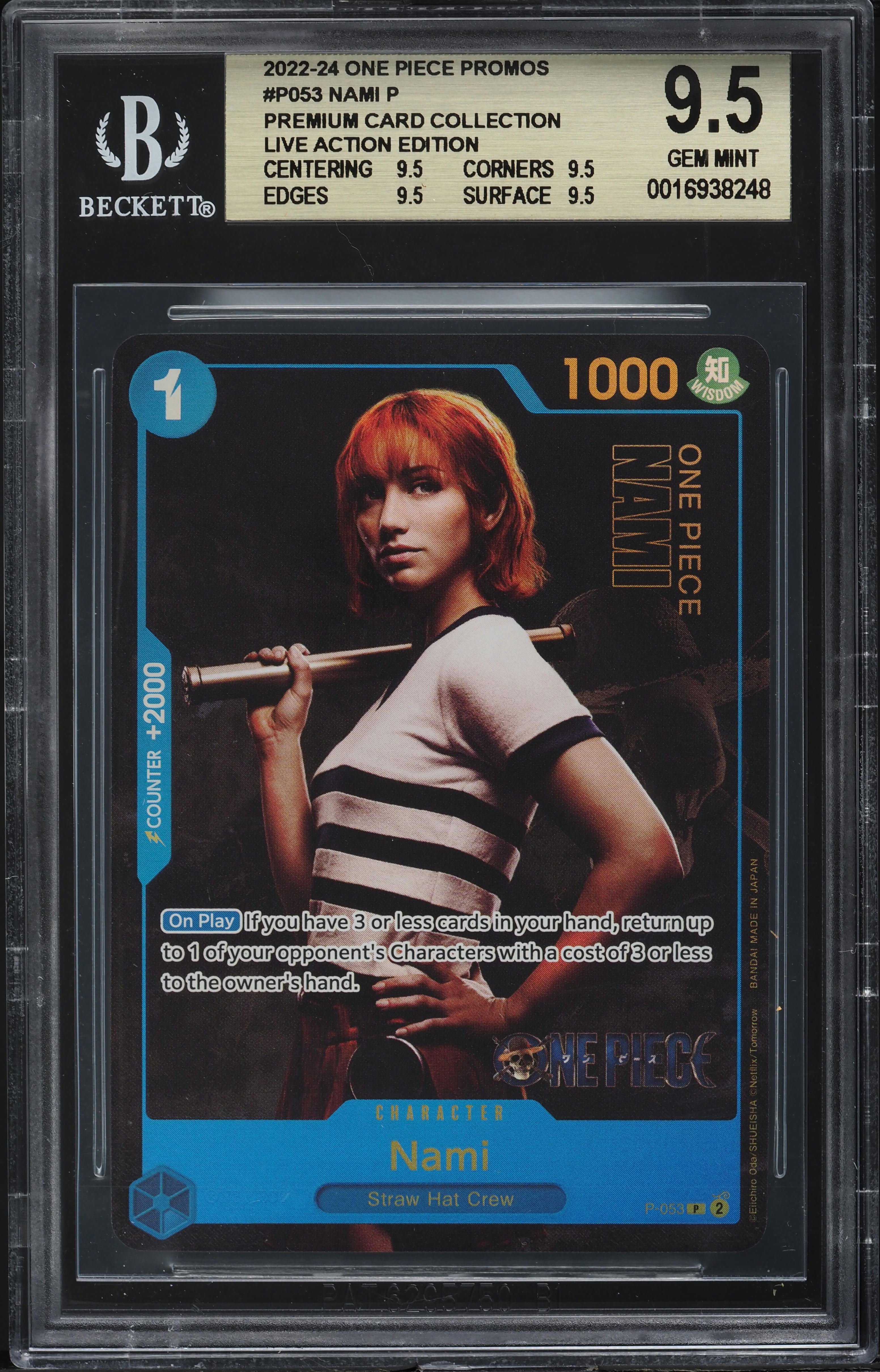 2022 One Piece Premium Live Action Nami #P-053 BGS 9.5 GEM MINT on
