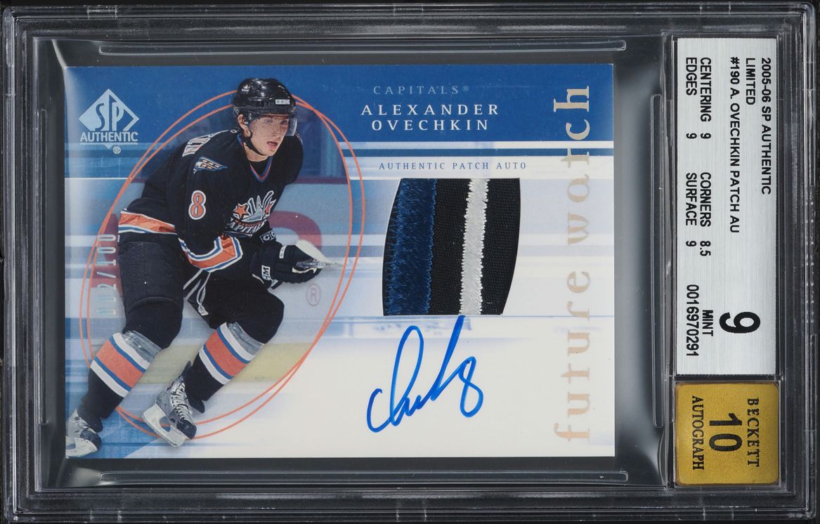 2005 SP Authentic Limited Alexander Ovechkin ROOKIE PATCH AUTO /100 #190 BGS 9