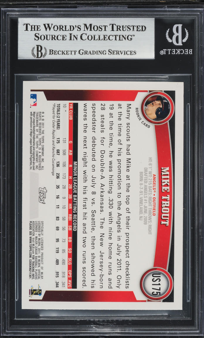 2011 Topps Update Diamond Anniversary Mike Trout ROOKIE #US175 BGS 9 MINT