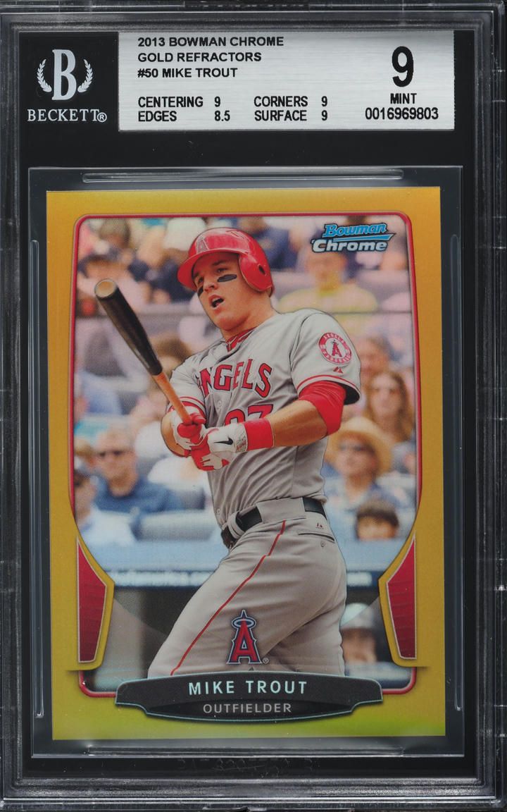 2013 Bowman Chrome Gold Refractor Mike Trout 50/50 #50 BGS 9 MINT