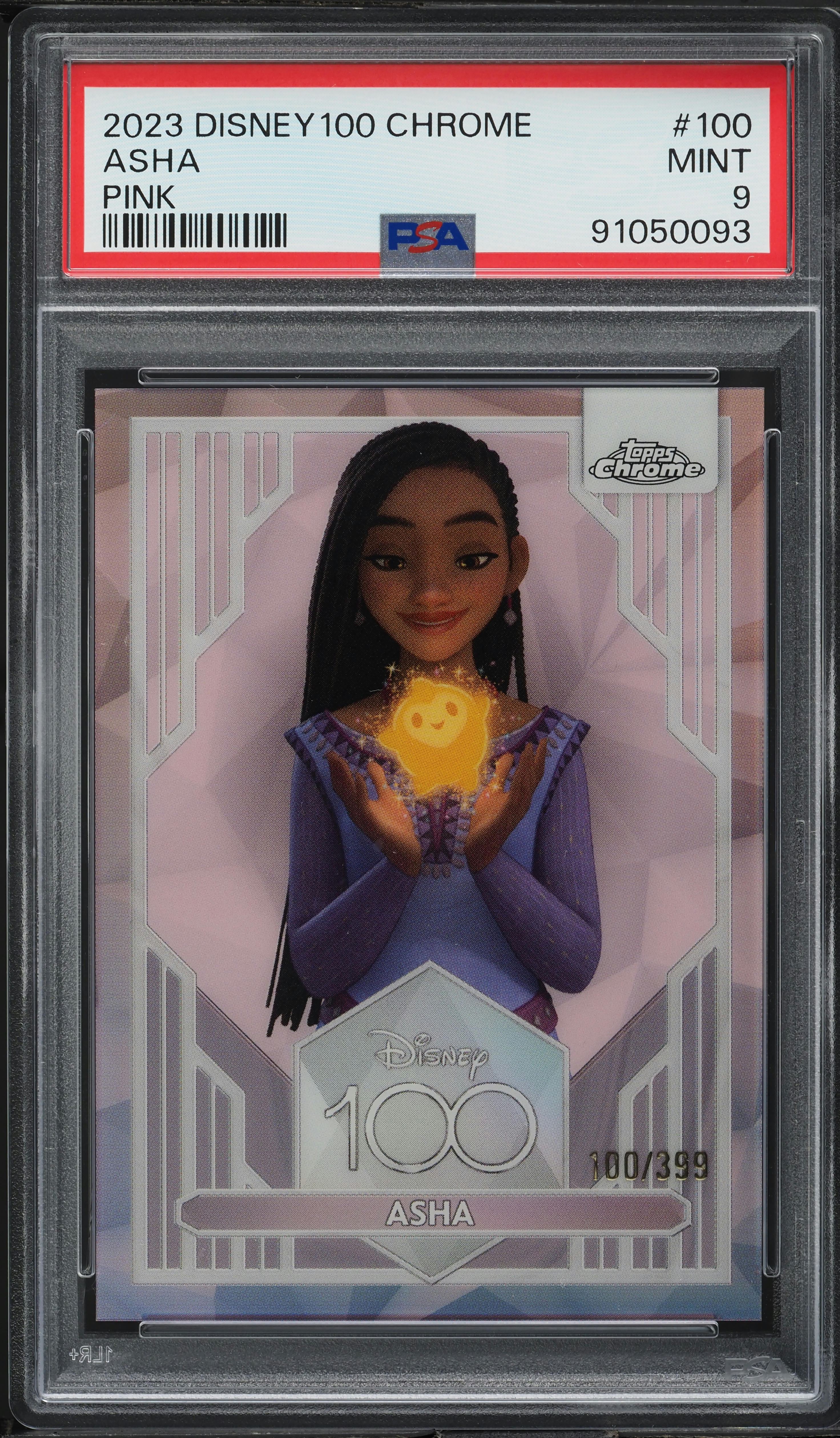 2023 Topps Chrome Disney 100 Pink Asha /399 #100 PSA 9 MINT on