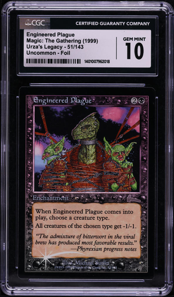 1999 Magic The Gathering MTG Urza's Legacy Foil Engineered Plague