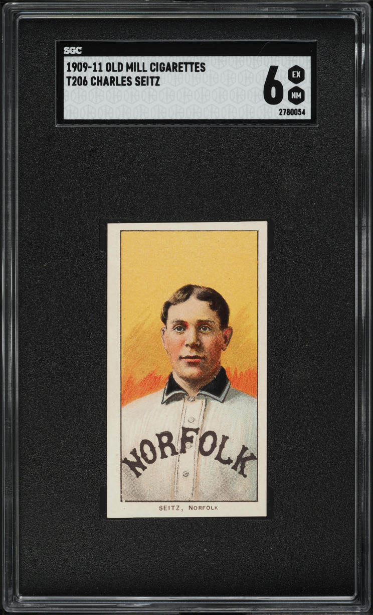 1909-11 T206 Charles Seitz SOUTHERN LEAGUER, OLD MILL SGC 6 EXMT