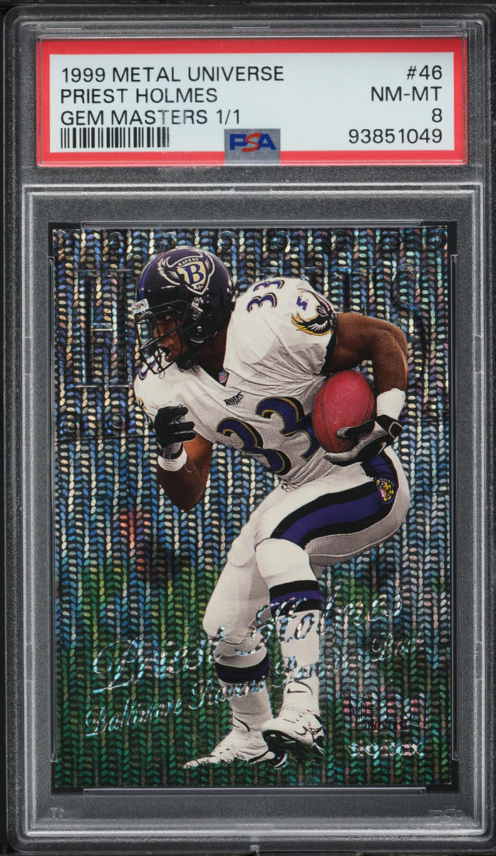 1999 Metal Universe Gem Masters Priest Holmes 1/1 #46 PSA 8 NM-MT