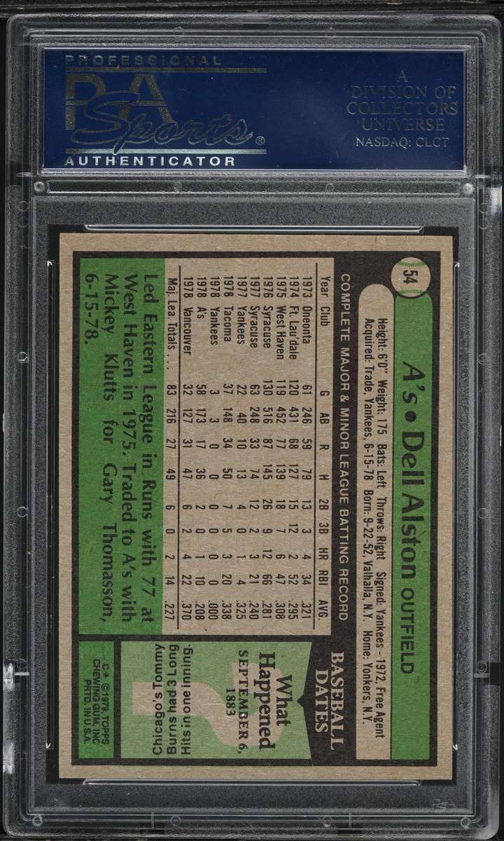 1979 Topps Dell Alston #54 PSA 10 GEM MINT