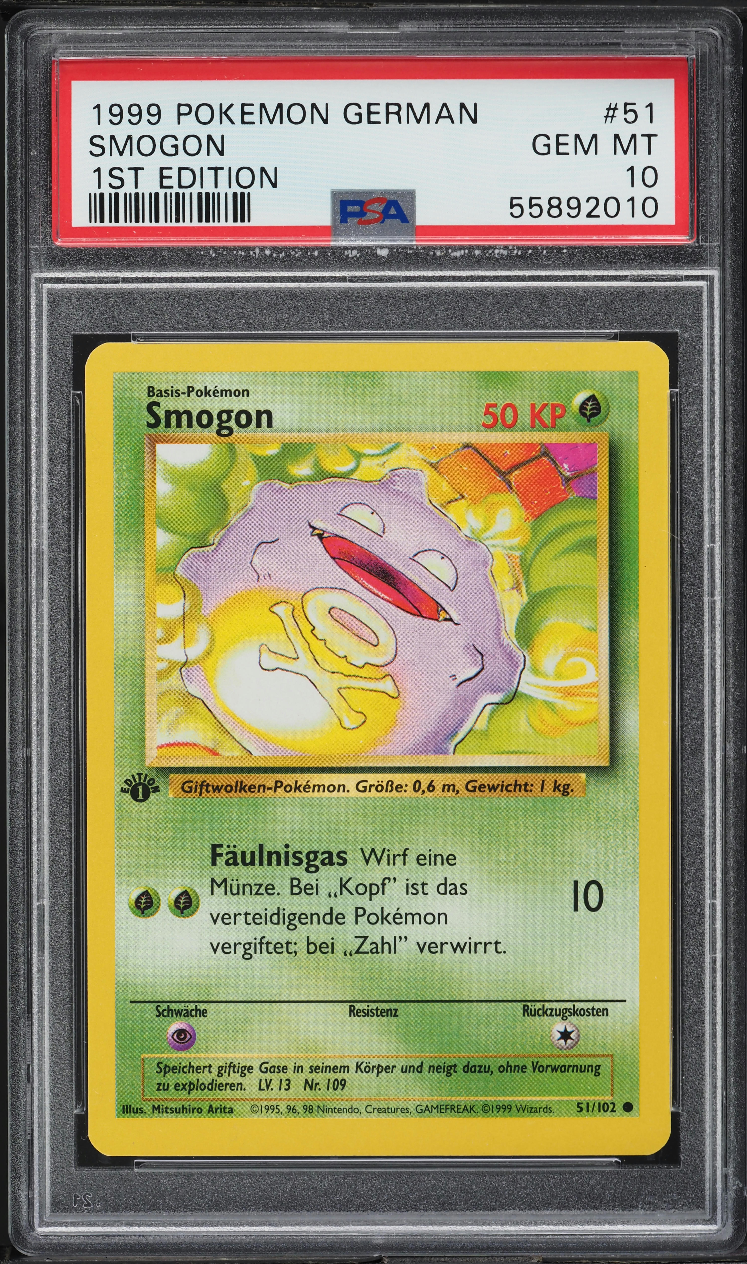 1999 Pokemon German Base Set 1st Edition Koffing #51 PSA 10 GEM