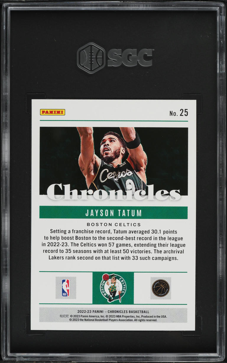 2022 Panini Chronicles Jayson Tatum #25 SGC 10 GEM MINT