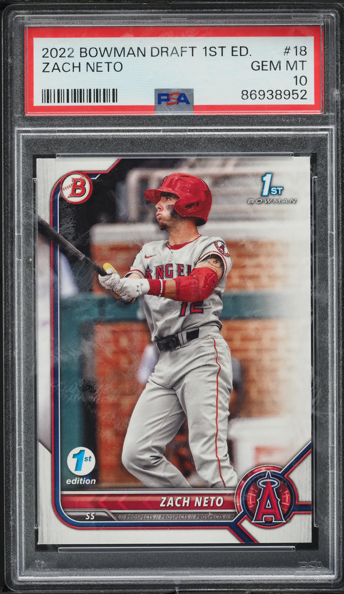 2022 Bowman Draft 1st Edition Zach Neto ROOKIE #BD-18 PSA 10 GEM MINT