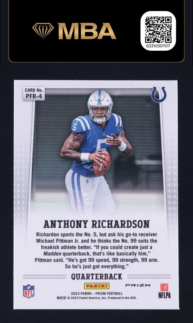 2023 Panini Prizm Flashback Silver Anthony Richardson ROOKIE #PFR-4 MBA AUTH