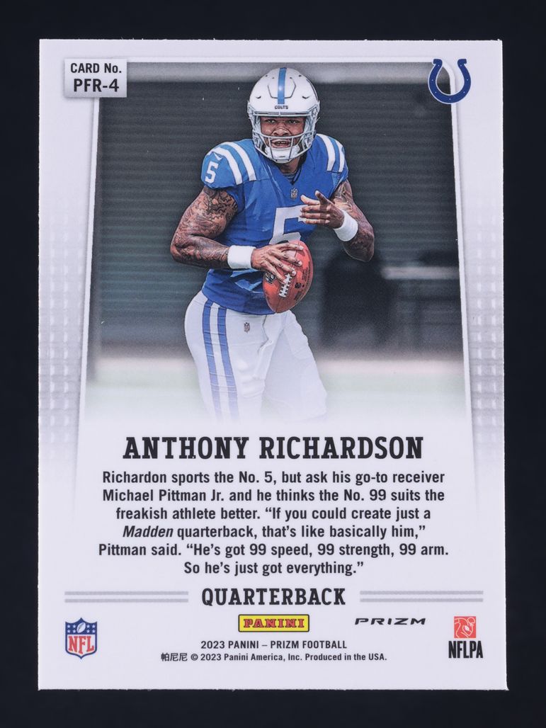 2023 Panini Prizm Flashback Silver Anthony Richardson ROOKIE #PFR-4 MBA AUTH