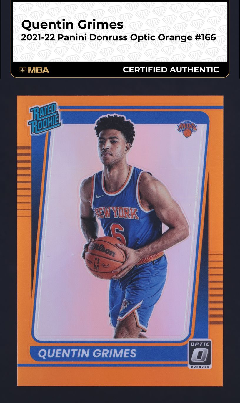 2021 Donruss Optic Orange Quentin Grimes ROOKIE /199 #166 MBA AUTH