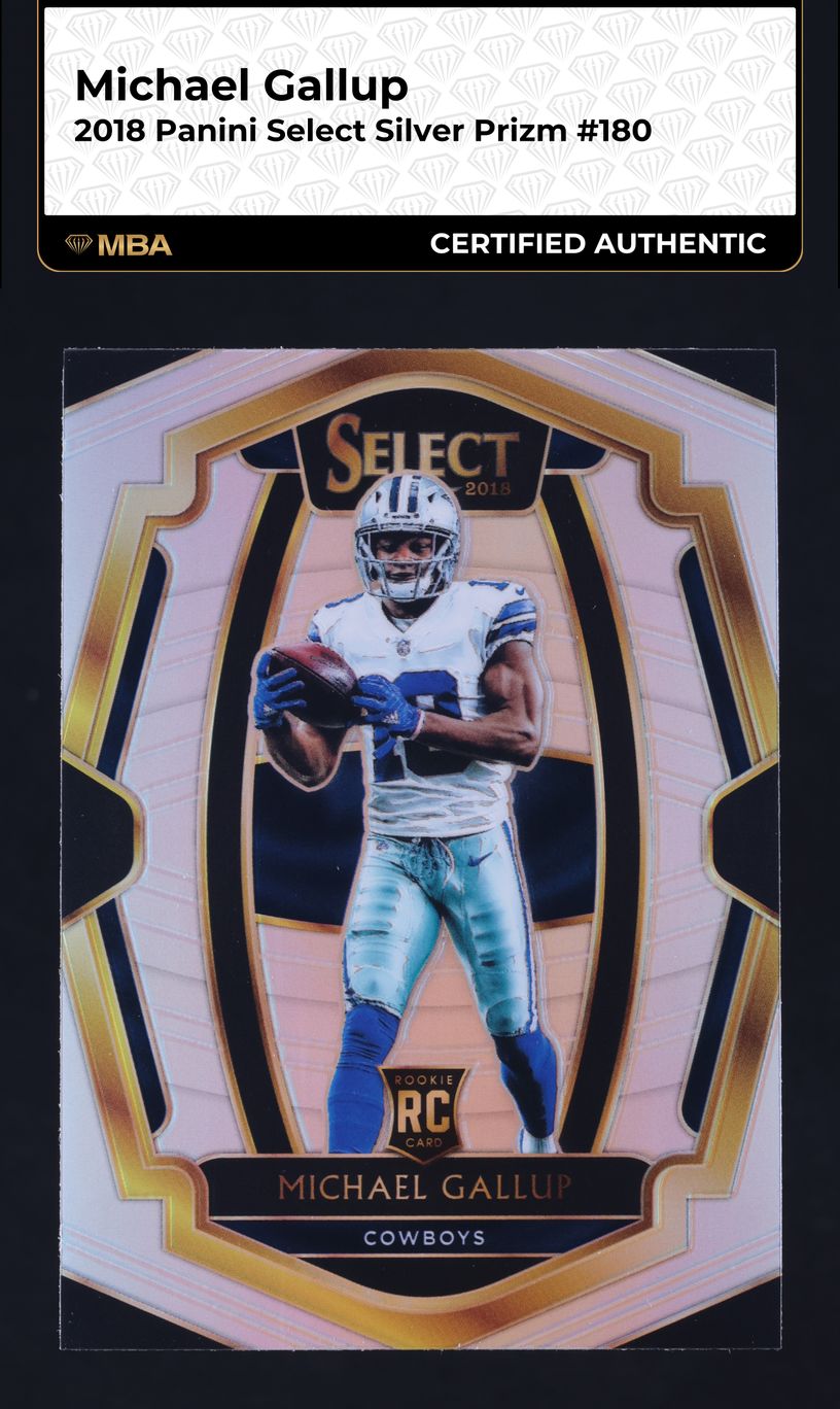 2018 Select Premier Level Silver Prizm Michael Gallup ROOKIE #180 MBA AUTH
