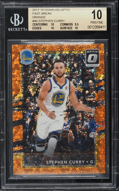 2017 Donruss Optic Fast Break Orange Stephen Curry /193 #46 BGS 10