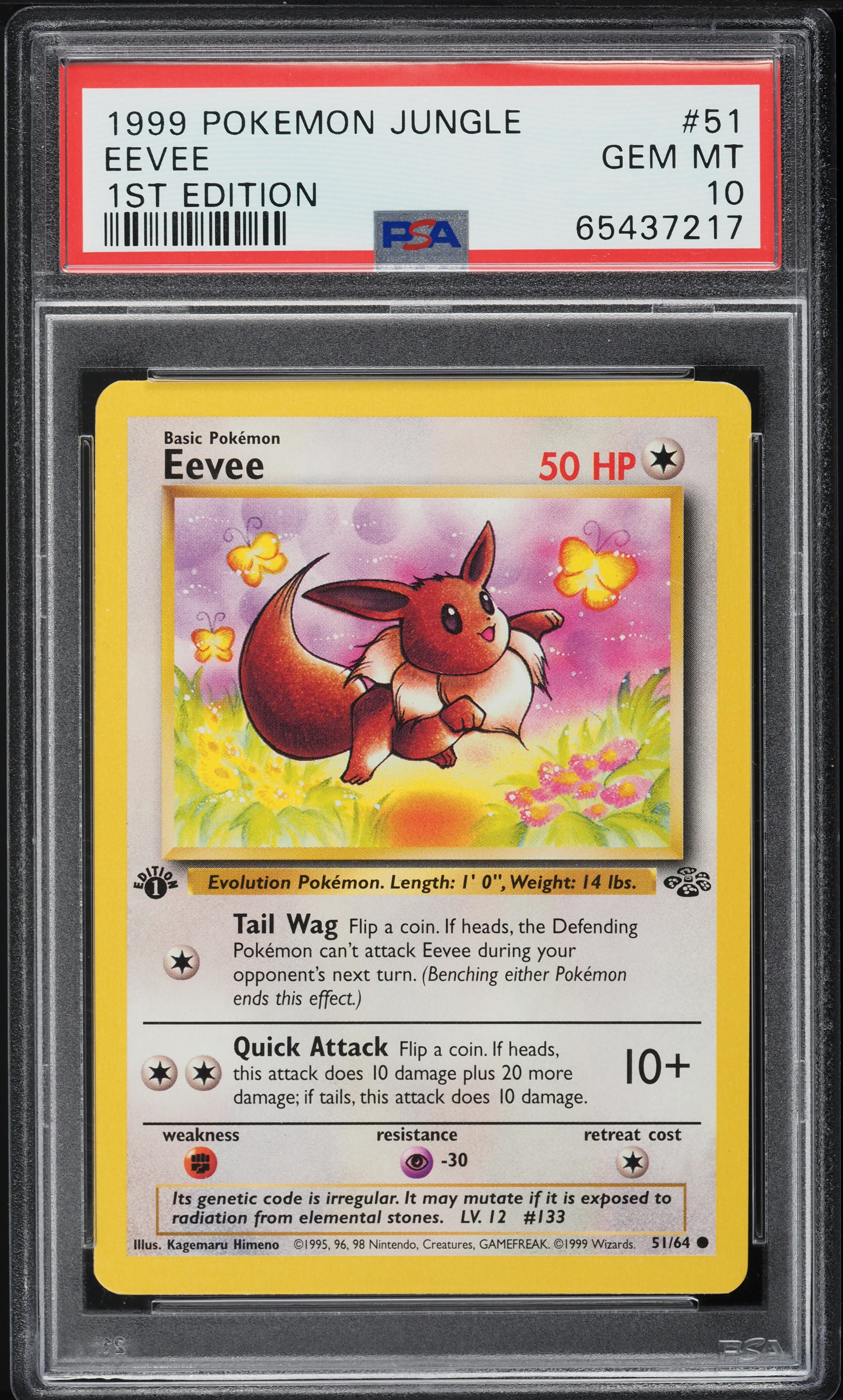 1999 Pokemon Jungle 1st Edition Eevee #51 PSA 10 GEM MINT on