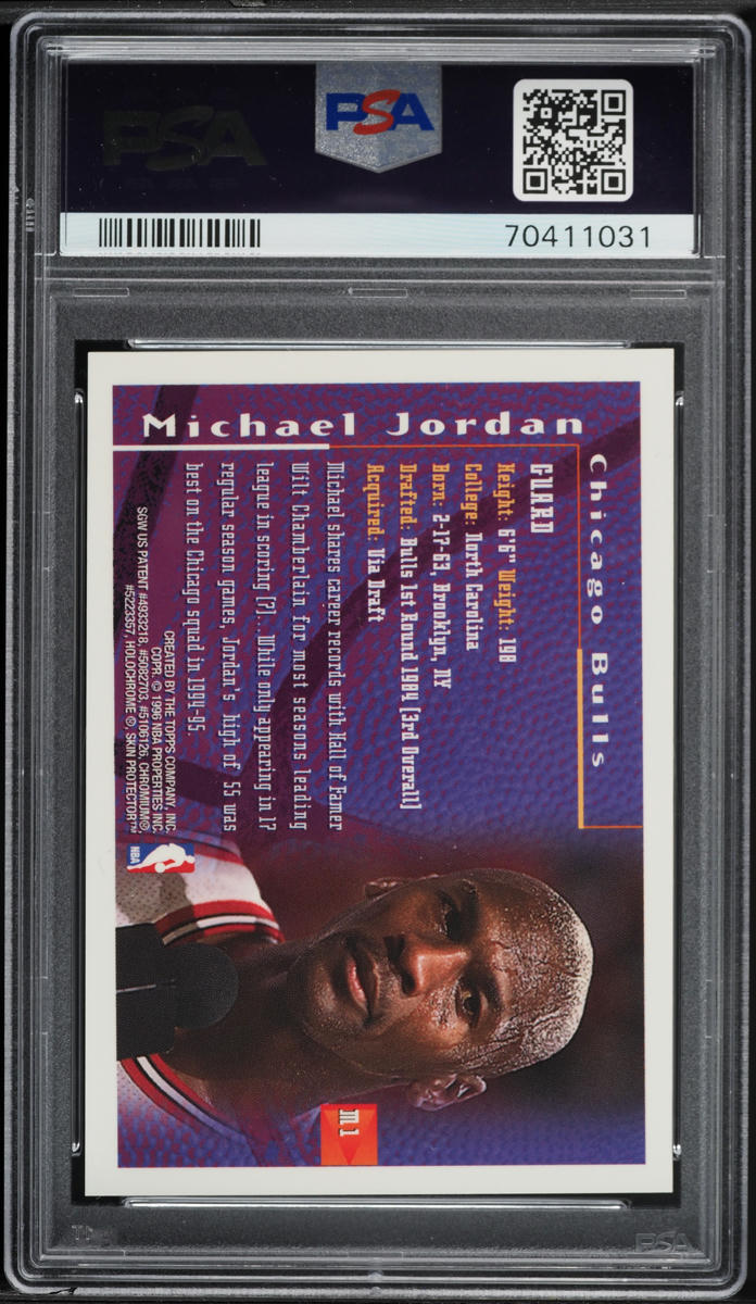 1995 Finest Mystery Borderless Michael Jordan #M1 PSA 7 NRMT