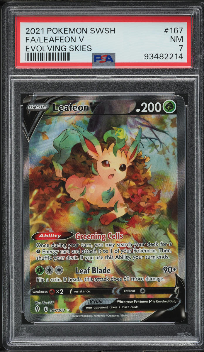 2021 Pokemon Sword & Shield Evolving Skies Alt Art Leafeon V #167 PSA 7 NRMT