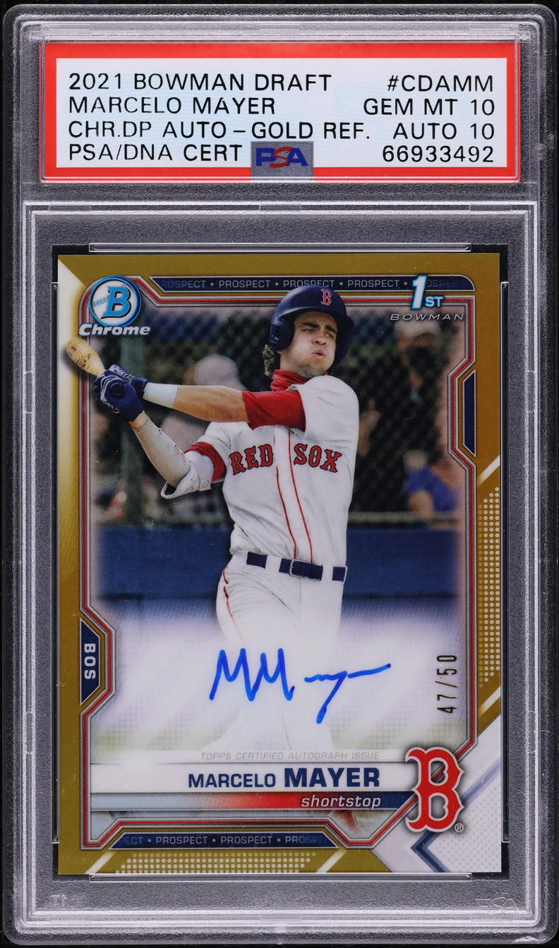 2021 Bowman Chrome Gold Refractor Marcelo Mayer PROSPECT AUTO DNA 10 /50 PSA 10