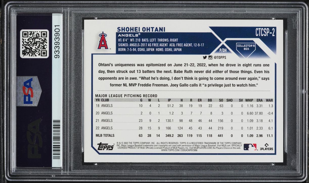 2023 Topps Flagship Collection Companion Shohei Ohtani #CTCSP-2 PSA 10 GEM MINT