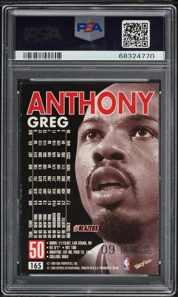 1998 Skybox Premium Star Rubies Greg Anthony /50 #165 PSA 5 EX