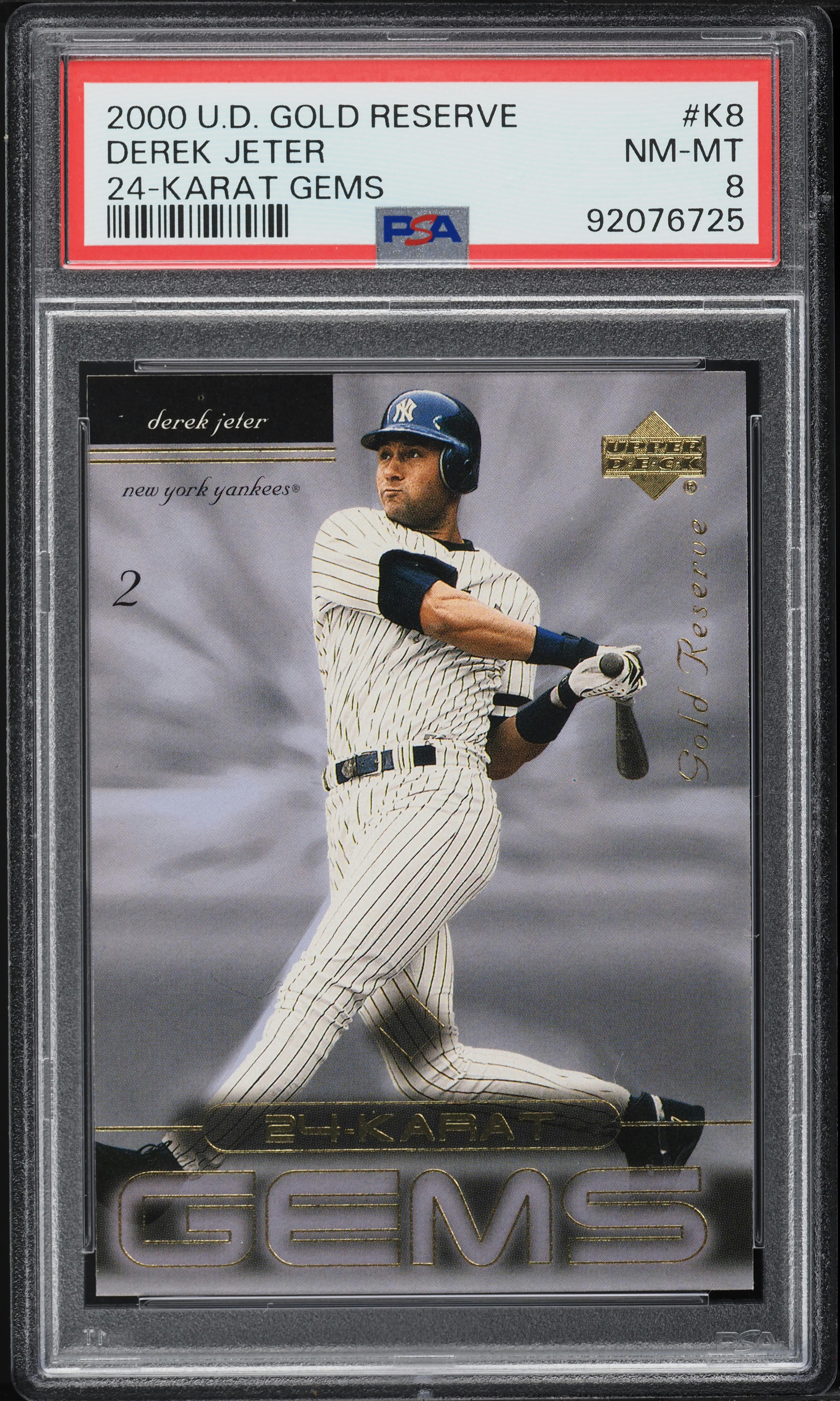 2000 Upper Deck Gold Reserve 24-Karat Gems Derek Jeter #K8 PSA 8