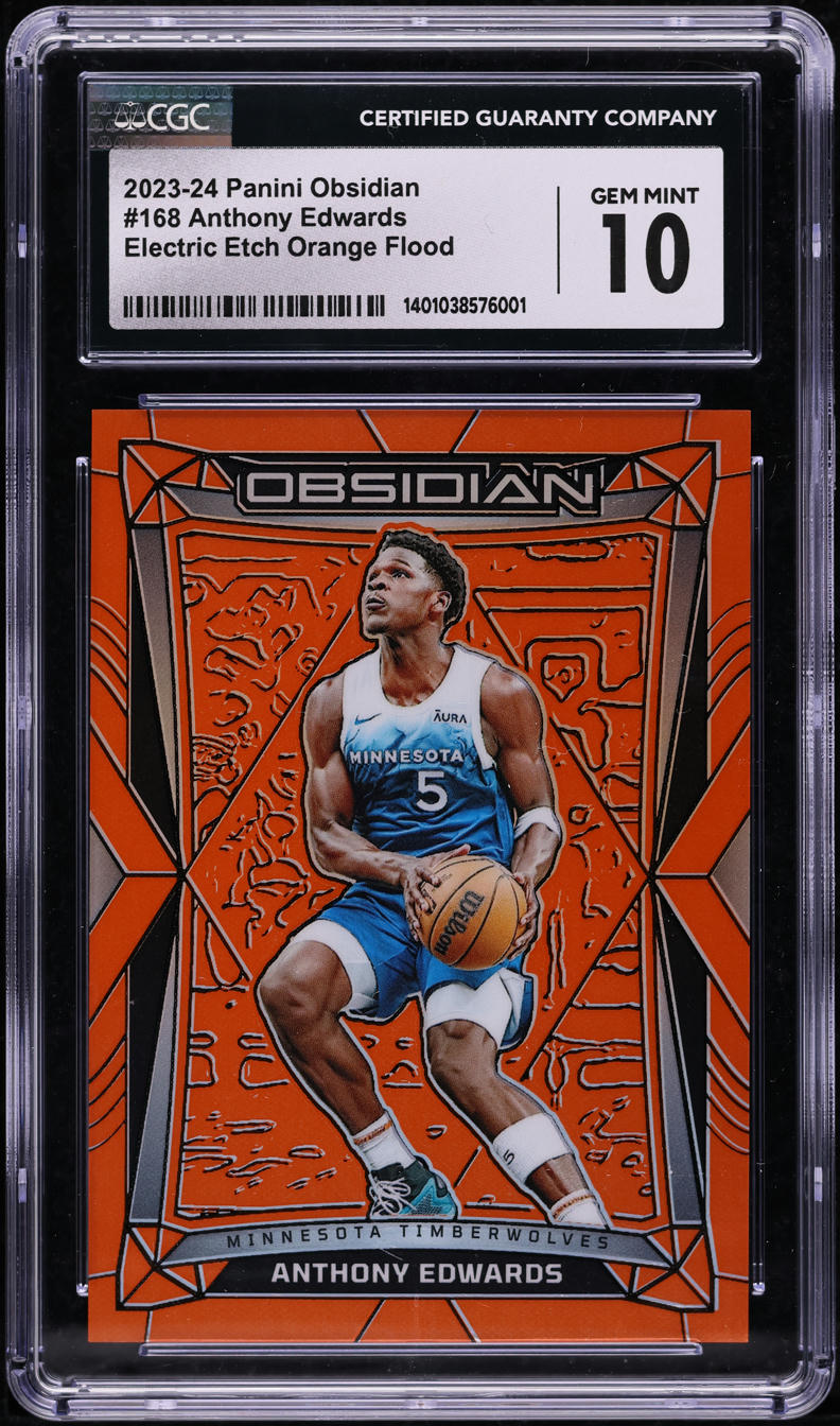 2023 Panini Obsidian Electric Etch Orange Flood Anthony Edwards /99 #168 CGC 10