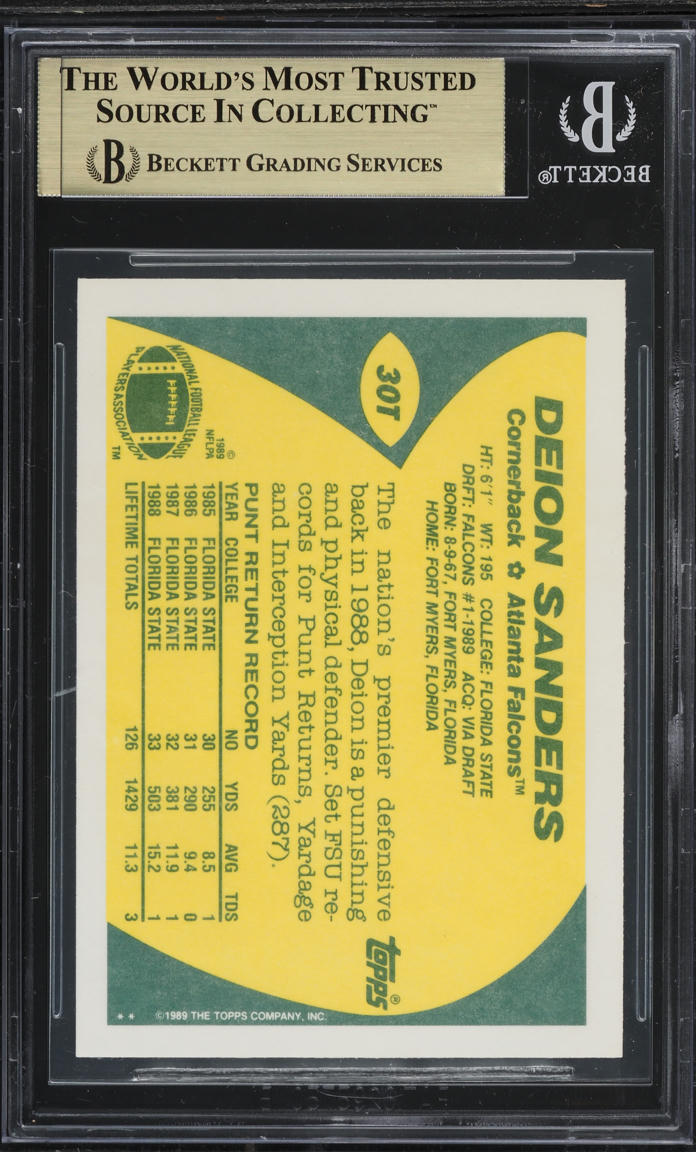 1989 Topps Traded Deion Sanders ROOKIE #30T BGS 9.5 GEM MINT