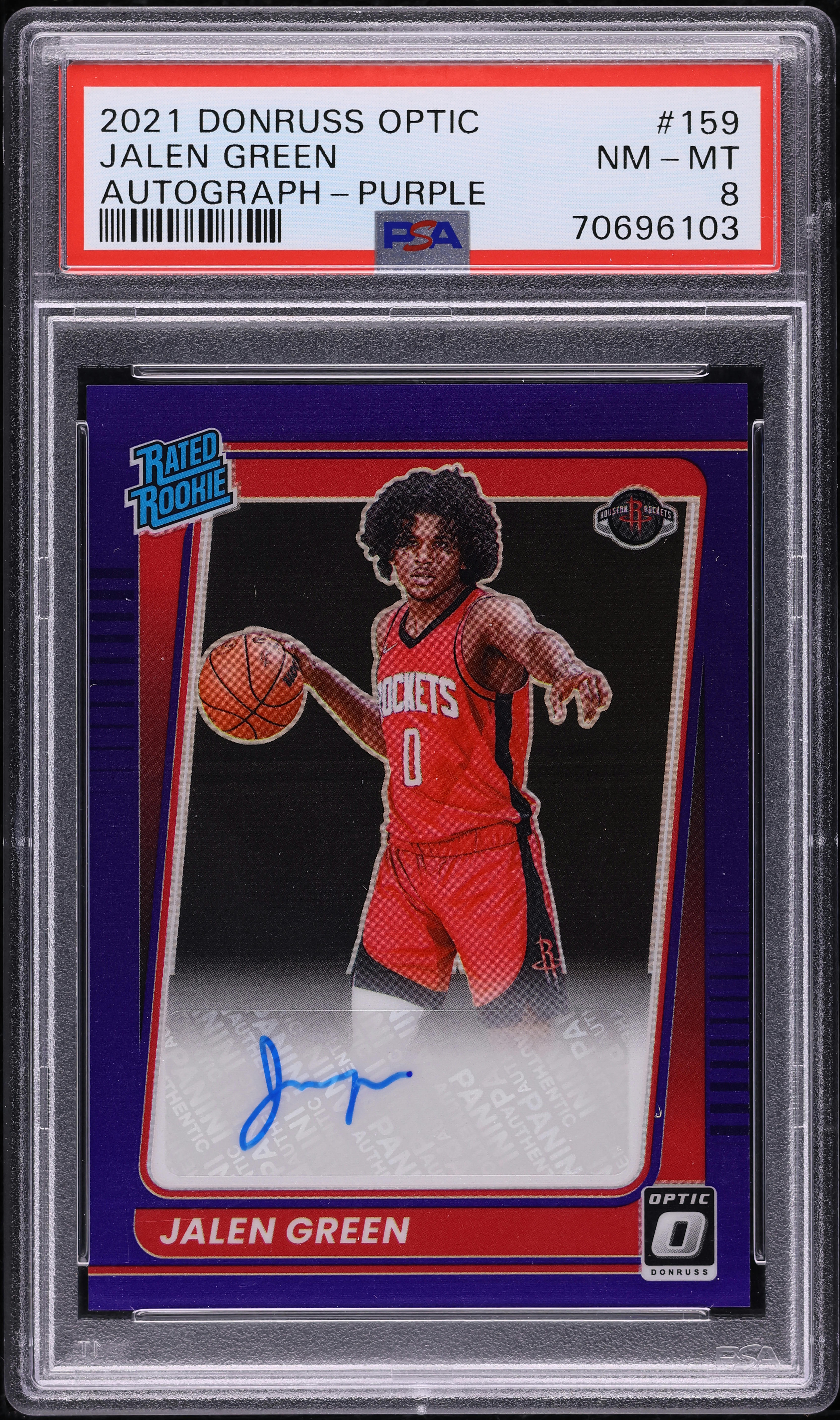 2021 Donruss Optic Purple Jalen Green ROOKIE AUTO #159 PSA 8 NM-MT