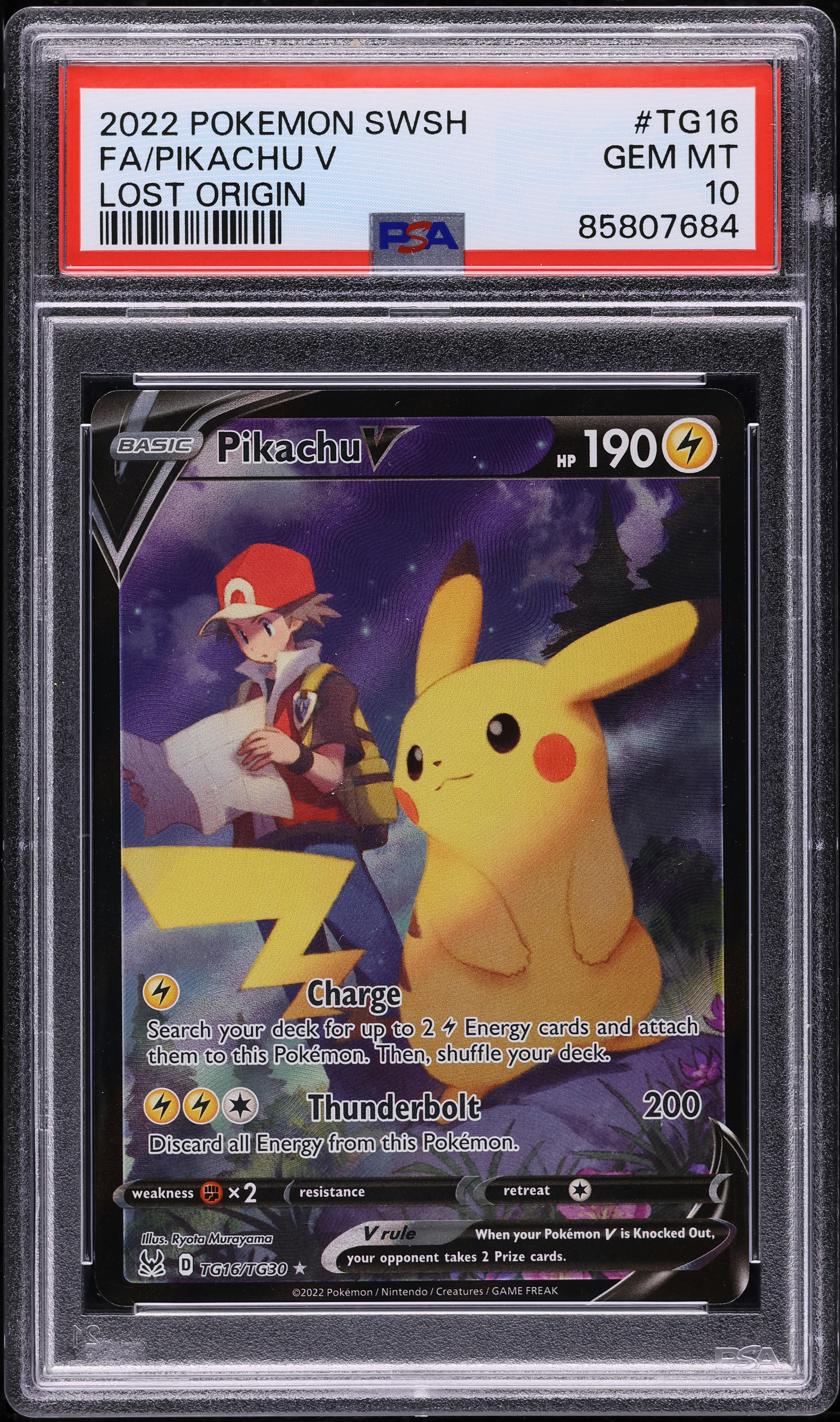 2022 Pokemon Sword & Shield Lost Origin Pikachu V #TG16 PSA 10 GEM