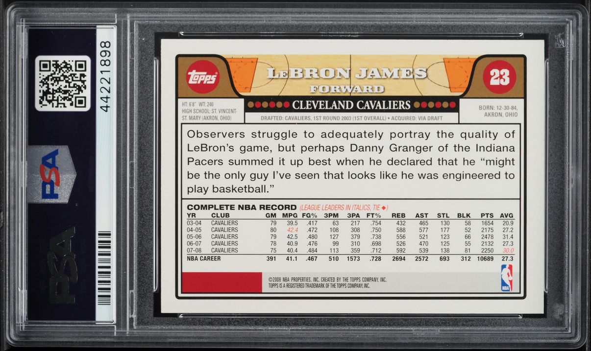 2008 Topps Basketball LeBron James #23 PSA 10 GEM MINT