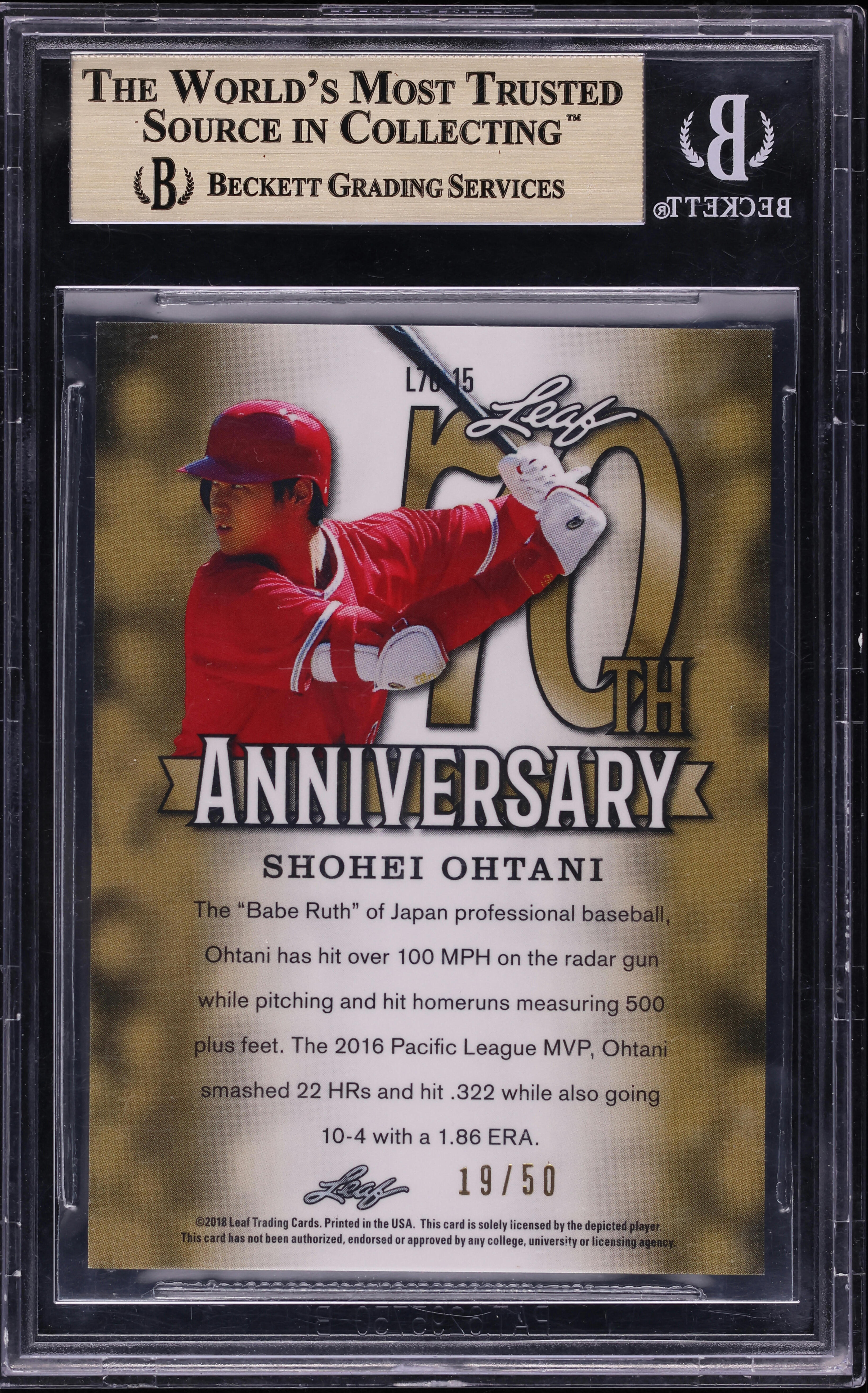 2018 Leaf 70th Anniversary Blue Shohei Ohtani ROOKIE /50 #L70-15 
