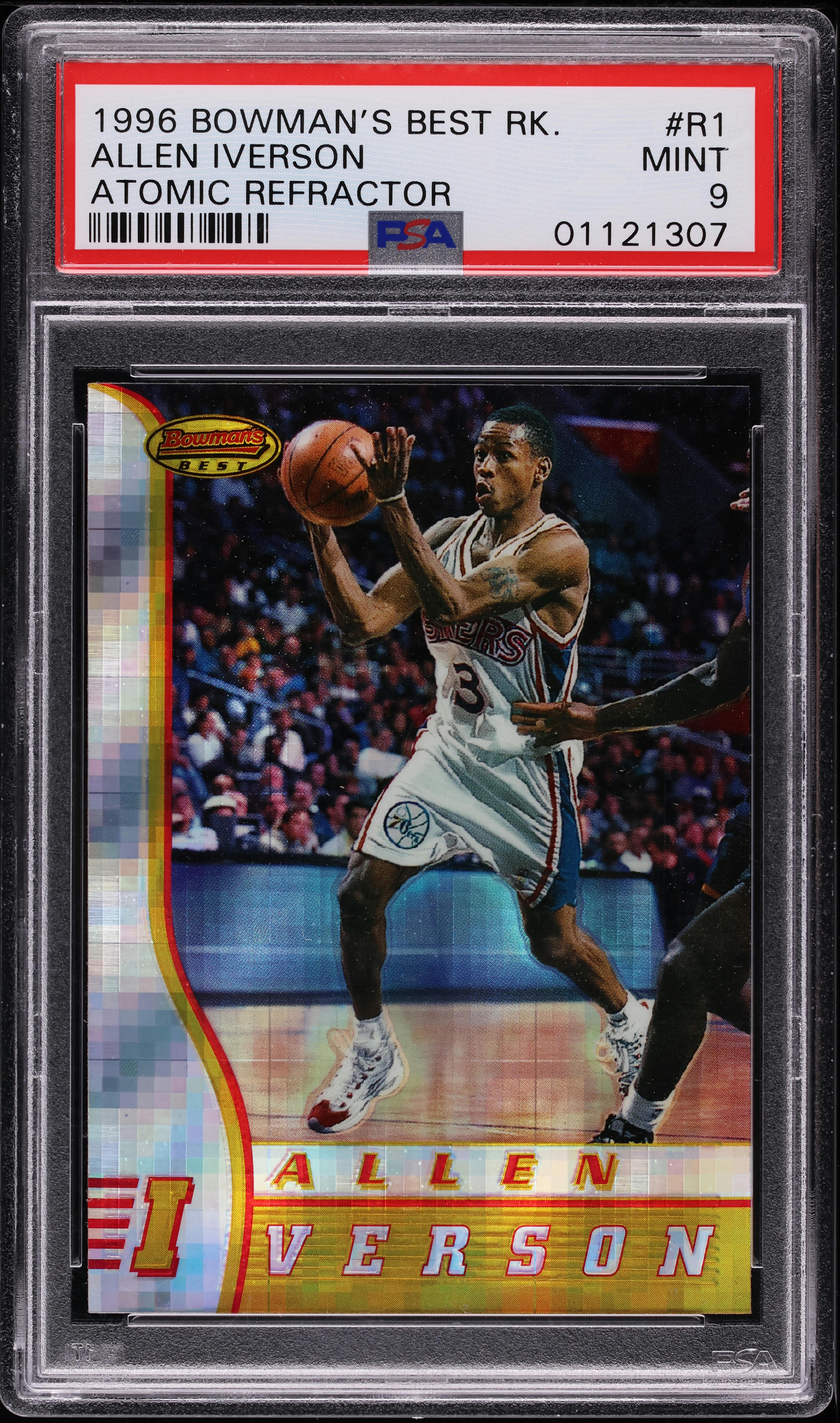 1996 Bowman's Best Atomic Refractor Allen Iverson ROOKIE #BBP1 PSA