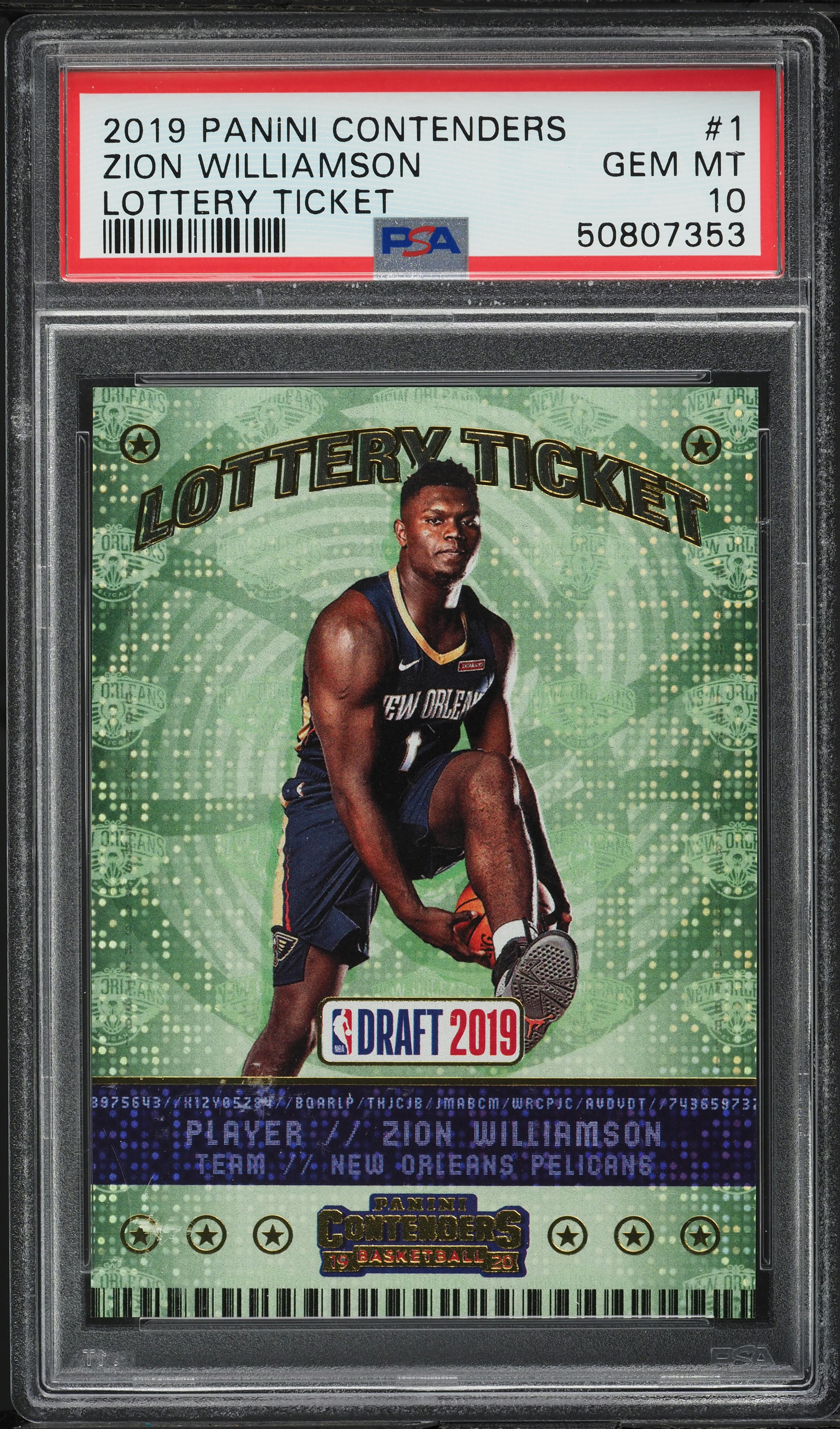 2019 Panini Contenders Lottery Ticket Zion Williamson ROOKIE #1