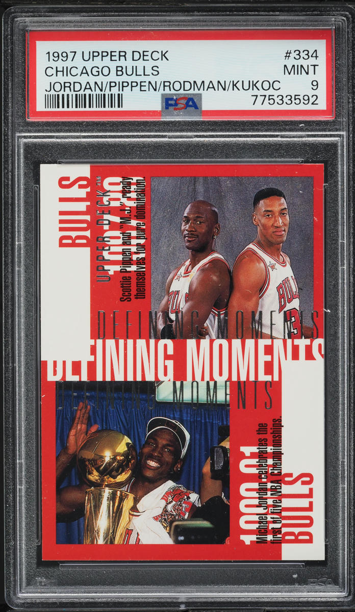 1997 Upper Deck Basketball Chicago Bulls w/ Michael Jordan #334 PSA 9 MINT