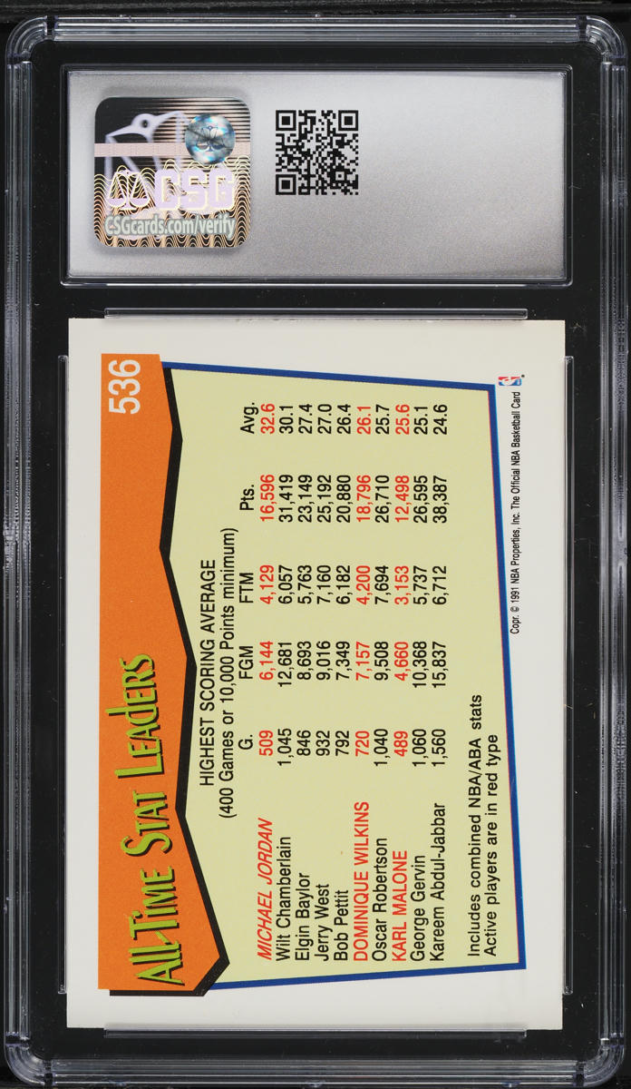 1991 Hoops Michael Jordan #536 CSG 9 MINT