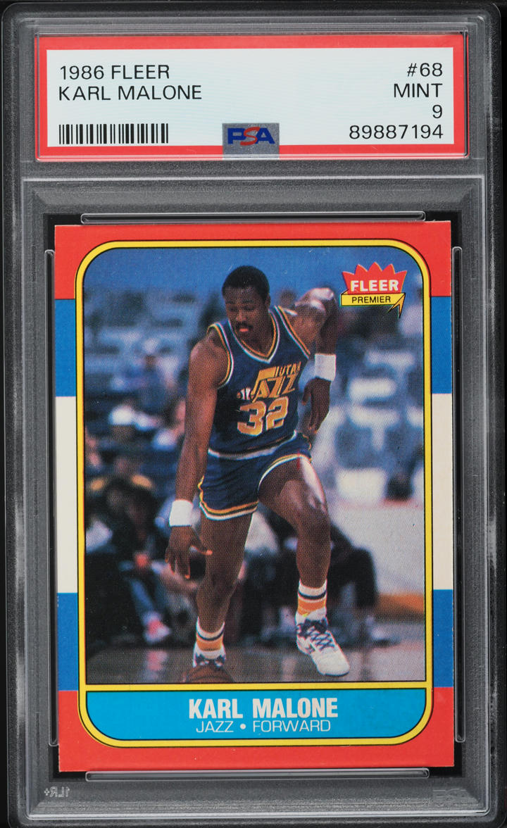 1986 Fleer Basketball Karl Malone ROOKIE #68 PSA 9 MINT