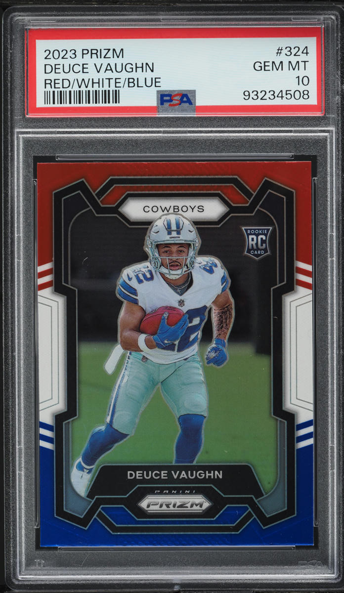2023 Panini Prizm Red White Blue Deuce Vaughn ROOKIE #324 PSA 10 GEM MINT