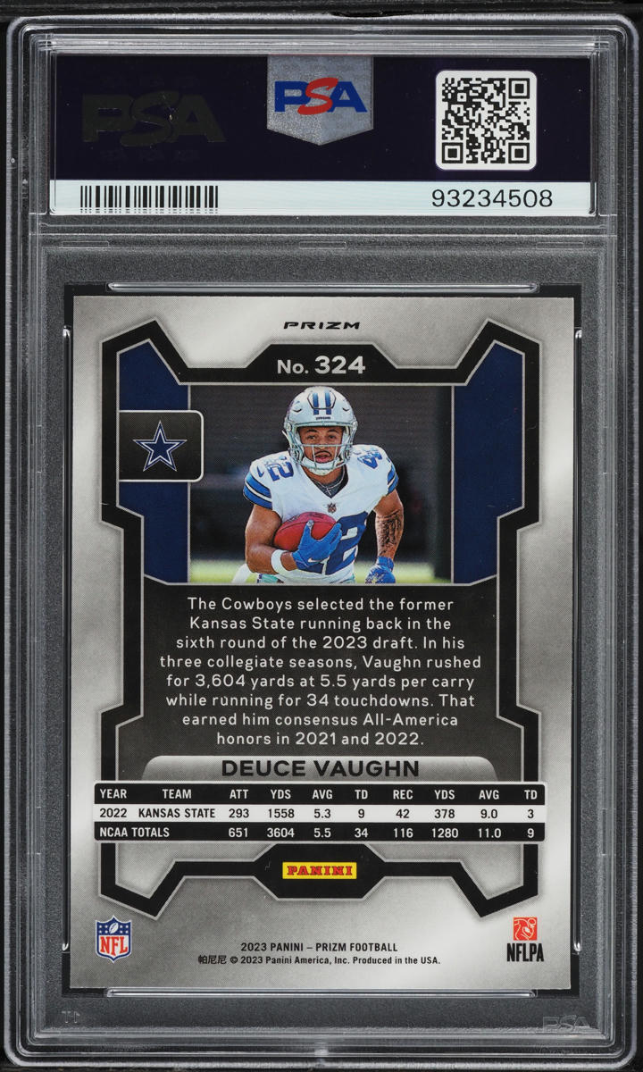 2023 Panini Prizm Red White Blue Deuce Vaughn ROOKIE #324 PSA 10 GEM MINT