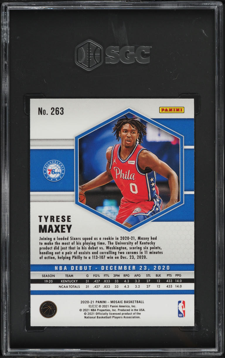 2020 Panini Mosaic Tyrese Maxey ROOKIE #263 SGC 10 GEM MINT