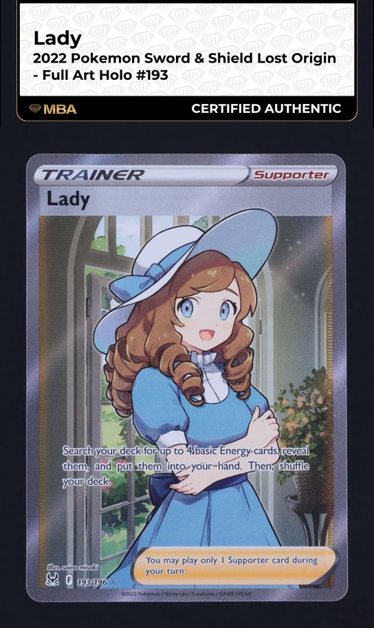 2022 Pokemon Sword & Shield Lost Origin Full Art Lady #193 MBA AUTH on  Fanatics Collect