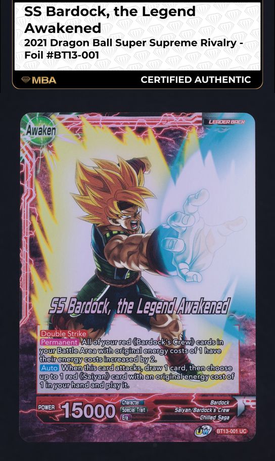 2021 Dragon Ball S Supreme Rivalry Foil SS Bardock The Legend Awakened MBA  AUTH on Fanatics Collect