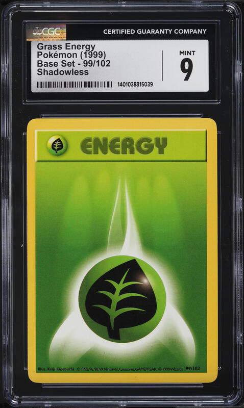 1999 Pokemon Base Set Shadowless Grass Energy #99 CGC 9 MINT