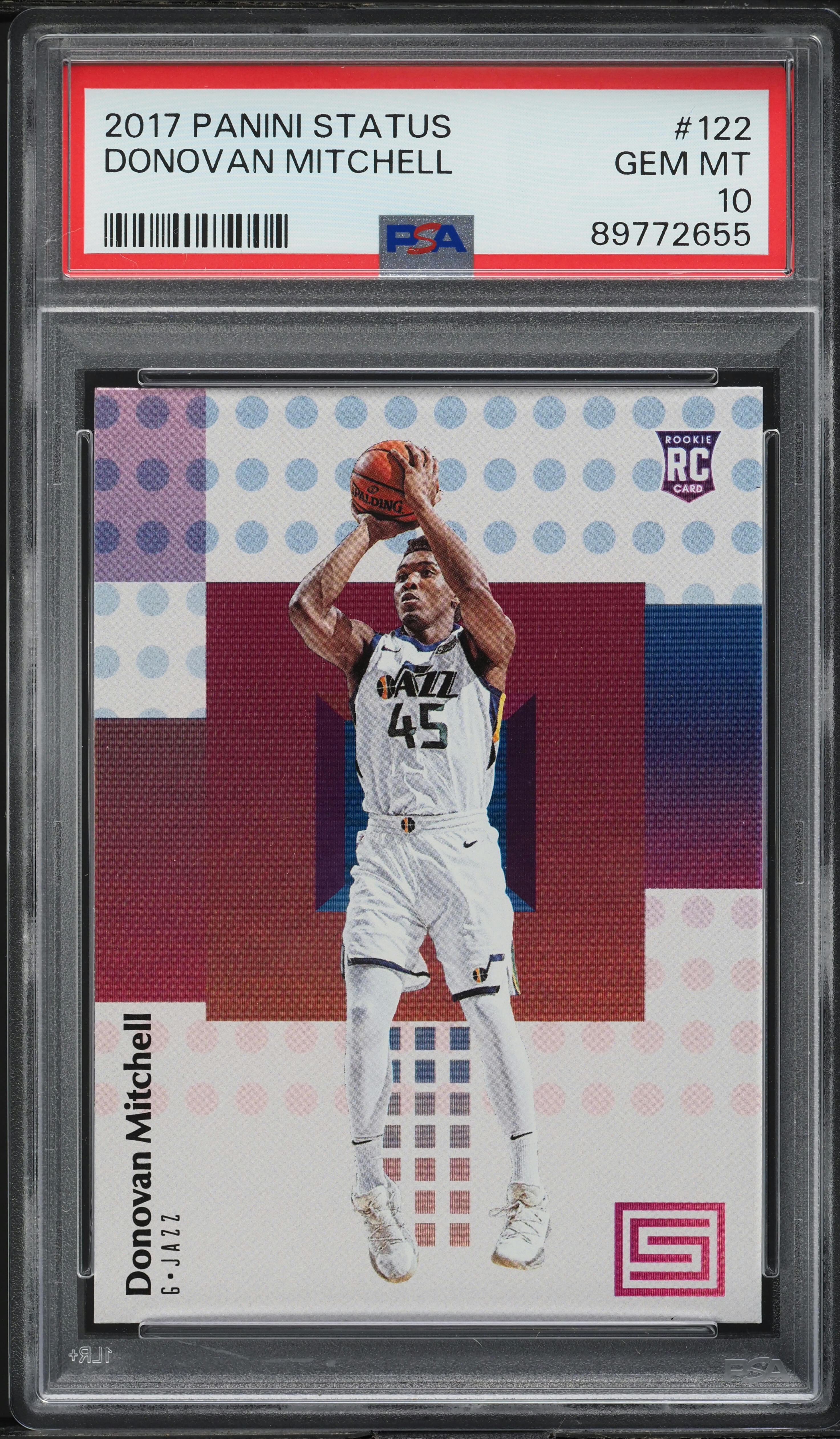 2017 Panini Status Donovan Mitchell ROOKIE #122 PSA 10 GEM MINT on